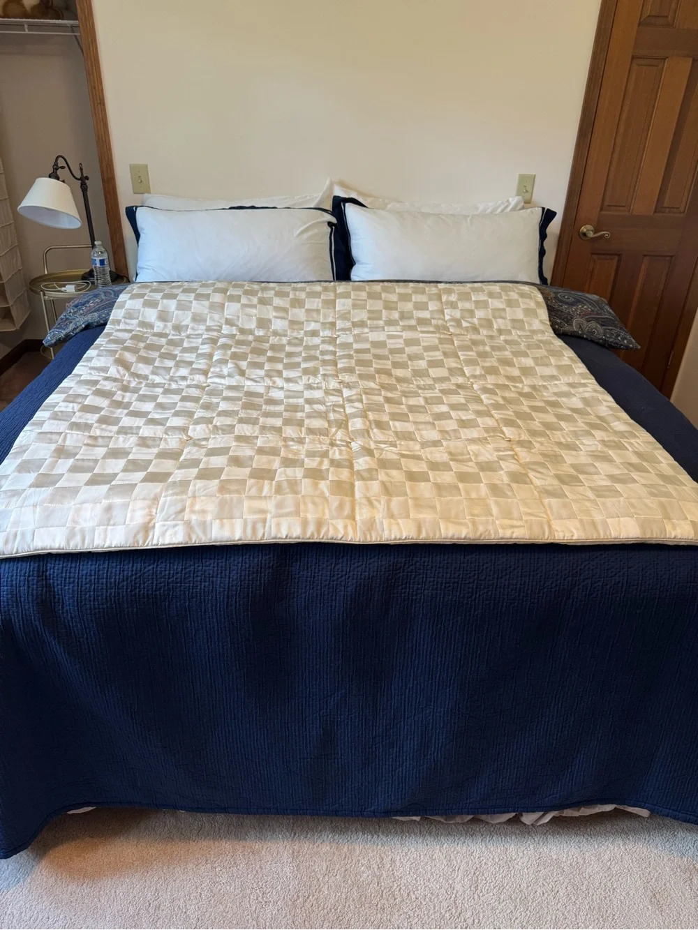 100% Silk Cocoon by Randi Kristoffersen Luxury Patchwork Throw Blanket Ivory